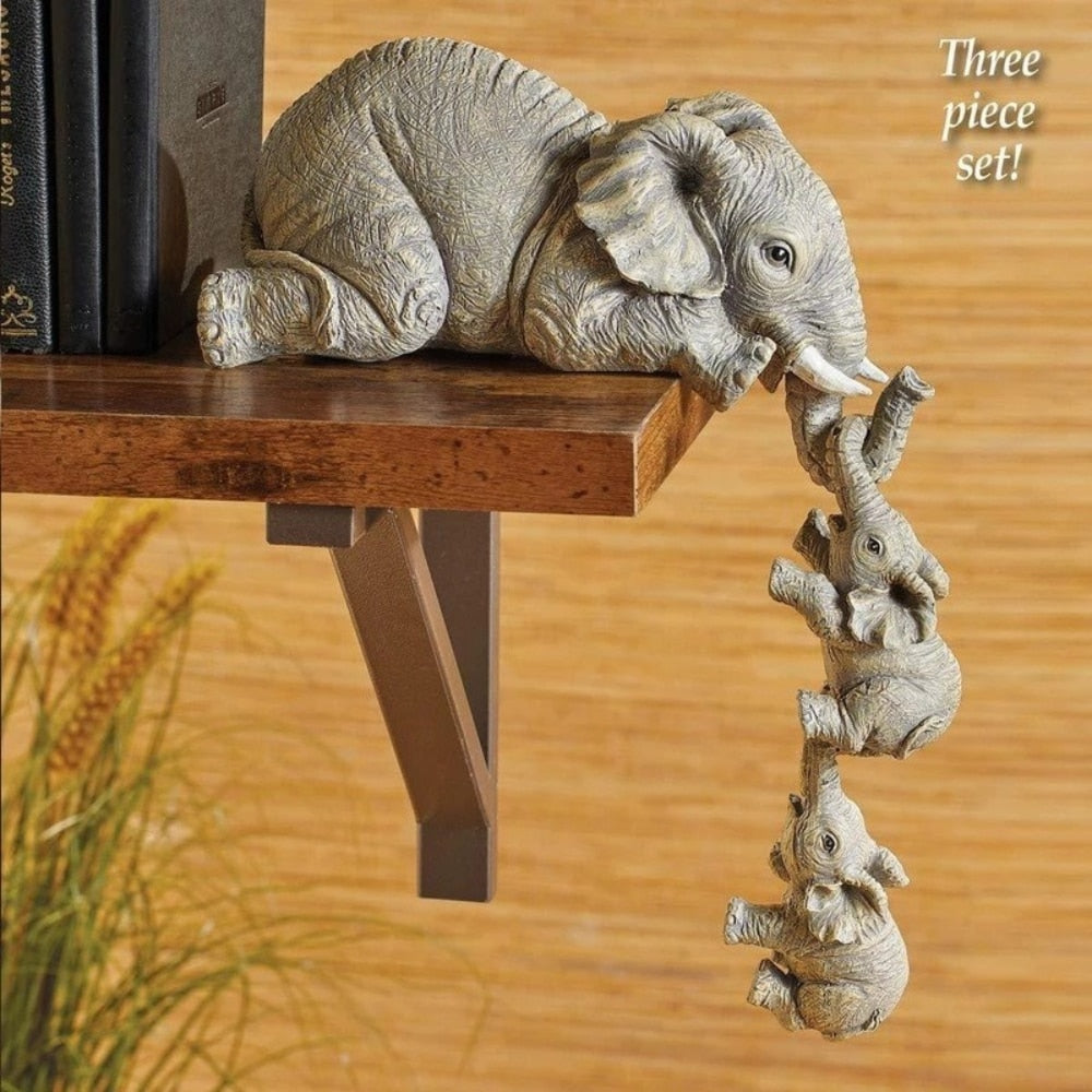 Cute Elephant Hug Baby Resin Figurines Miniatures