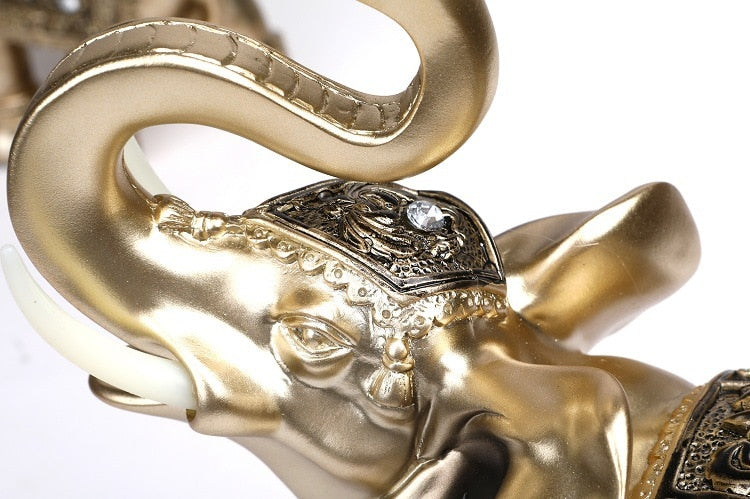 Golden Resin Elephant Statue Sculpture
