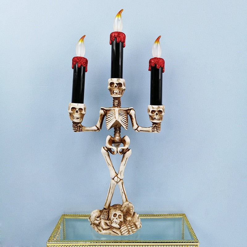 Skull Skeleton Candlestick LED Electronic Candle