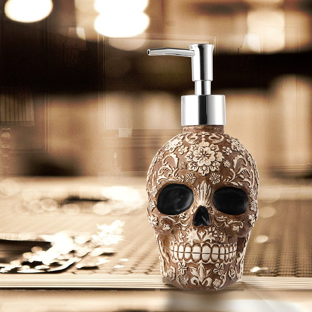 Skull Bottle Soap Dispenser Resin