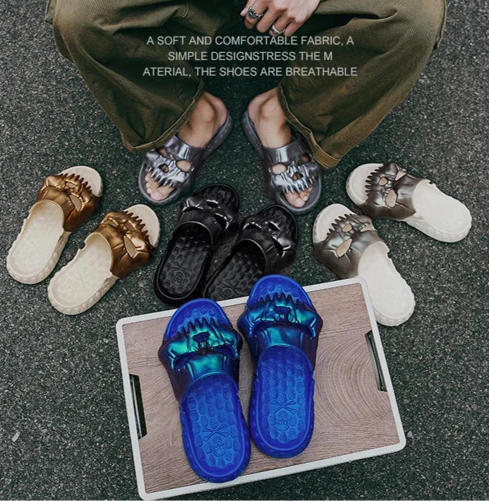 Skull Slippers Outdoor Slides Thick Bottom Non-slip Sandals