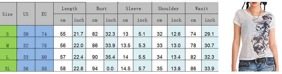 Skull Print T-shirt Slim Fit Tees V-Neck
