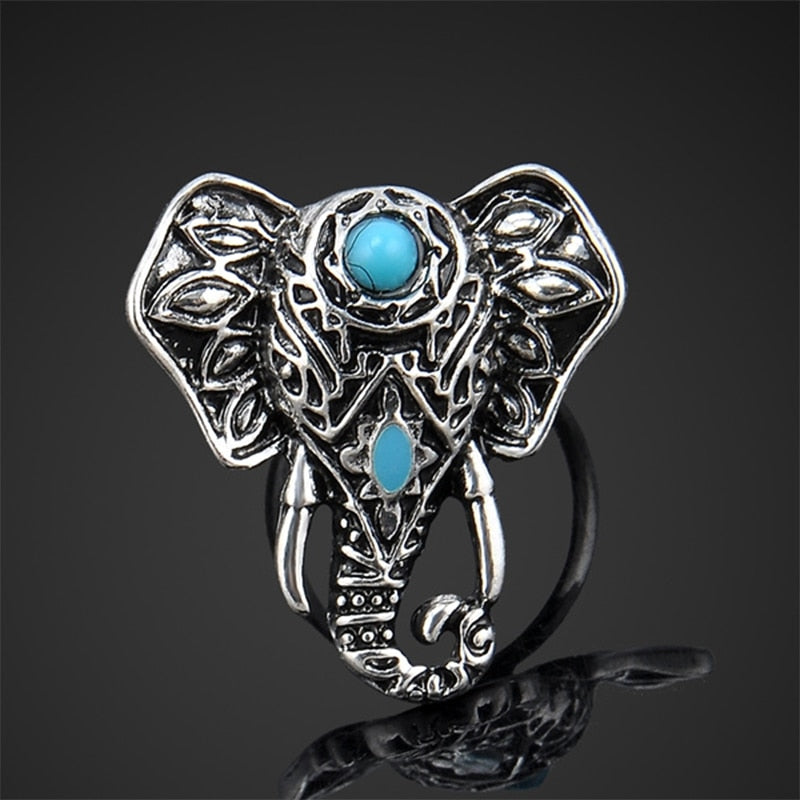 Silver Color Plated Elephant Head Ring
