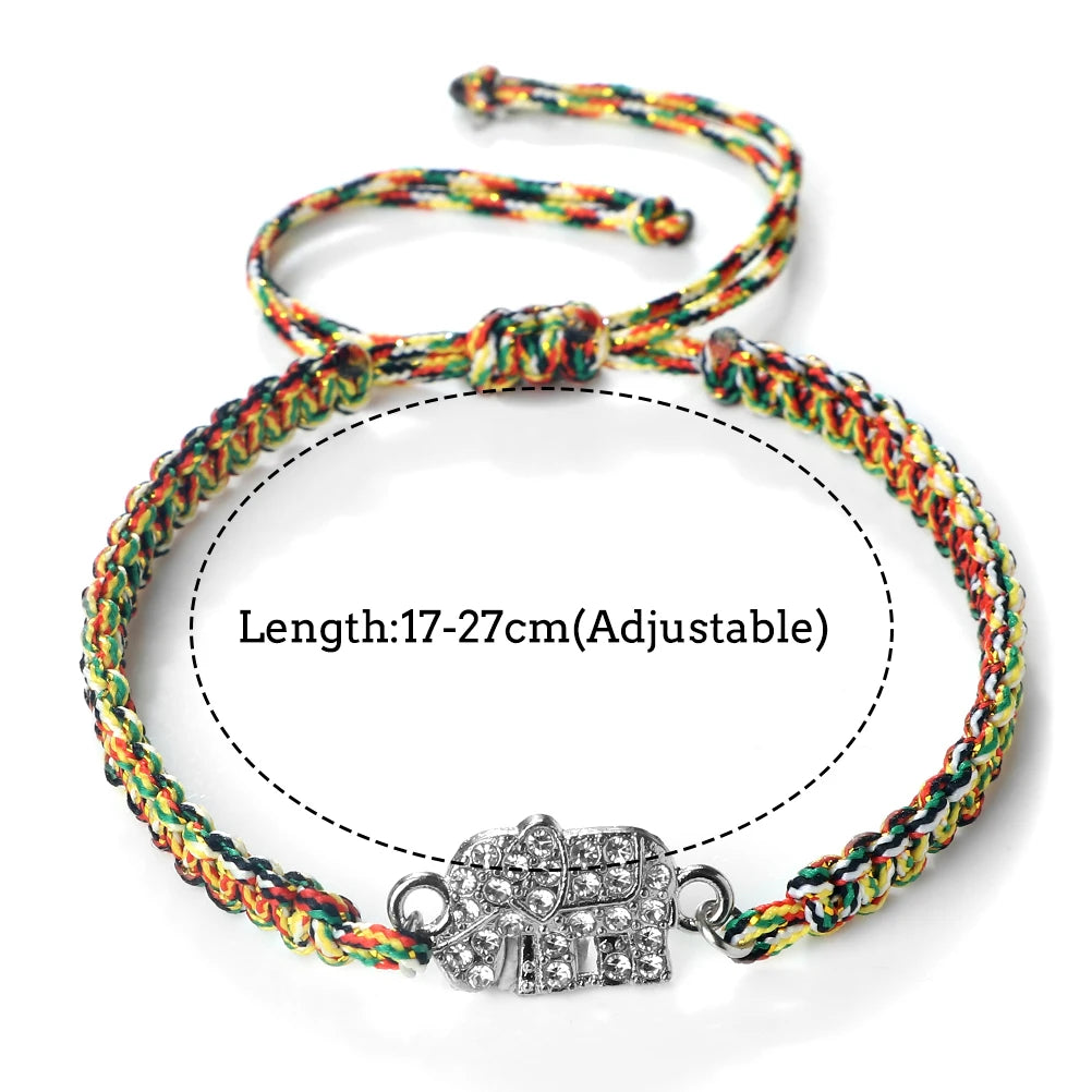 Elephant Pendant Bracelet Cute Crystal Handmade