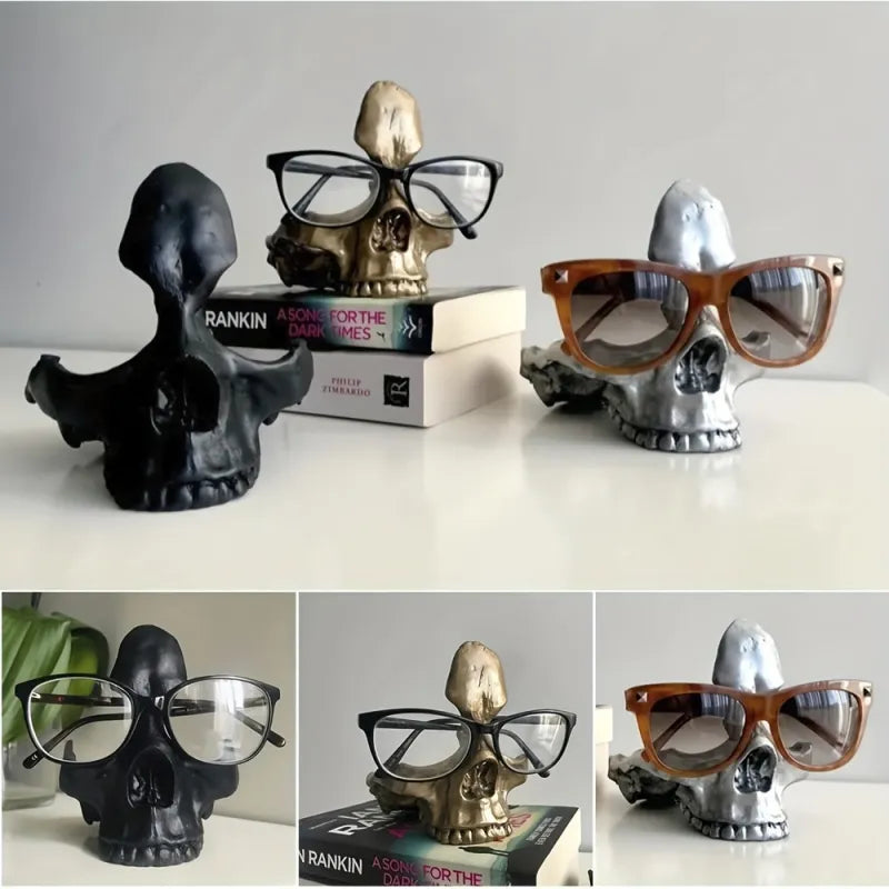 Skull Eyeglasses Statue Holder With Storage Tray