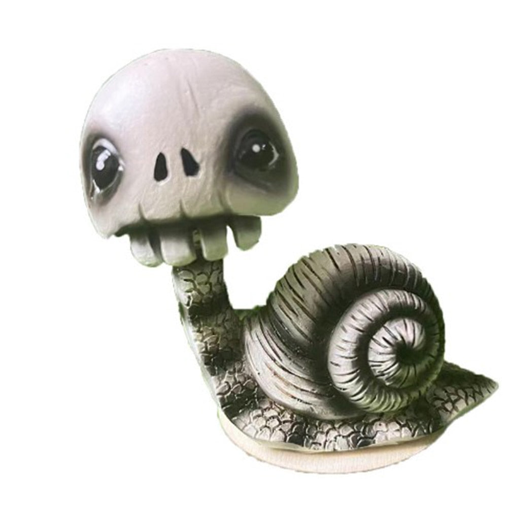 Snail Figurine Shaking Head Skull