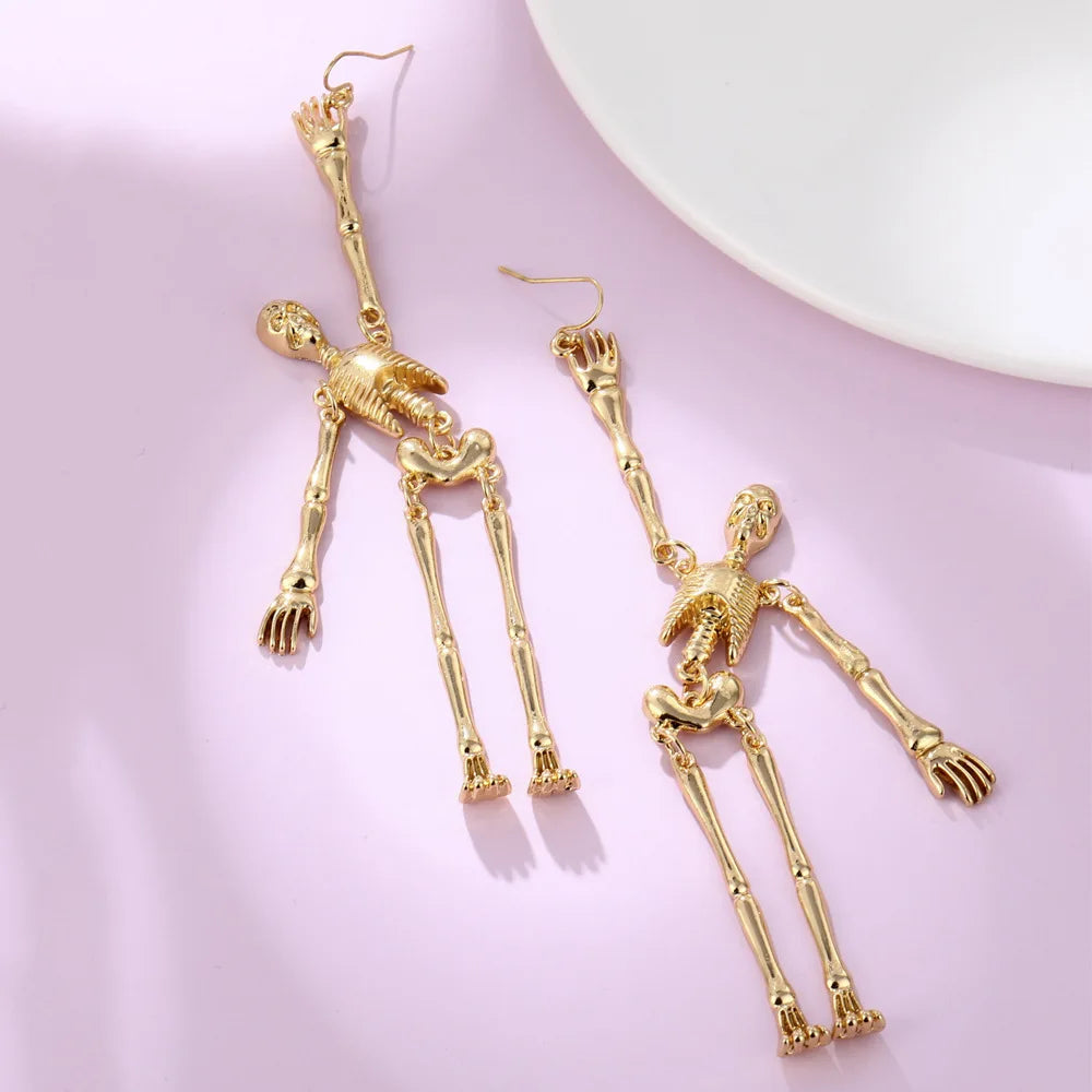 Skull Dangle Stud Gothic Earrings  Metal Drop