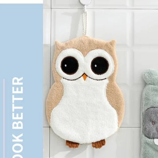 Elephant & Owl Hand Towel Quick Drying Microfiber Towels