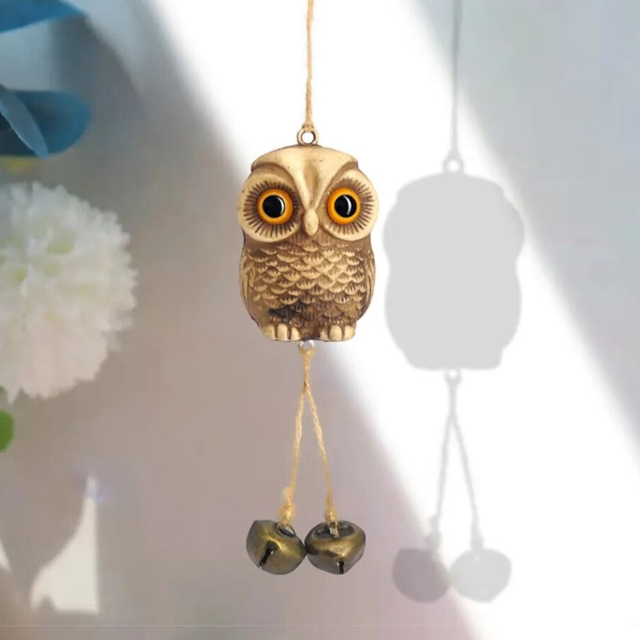 Owl Statue Hanging Metal Bells Chime