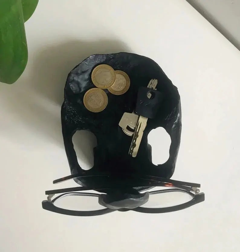 Skull Eyeglasses Statue Holder With Storage Tray