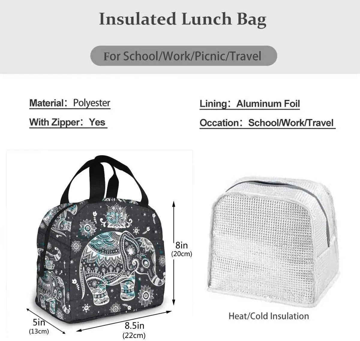 Elephant Lunch Bag Insulated Lunch Box
