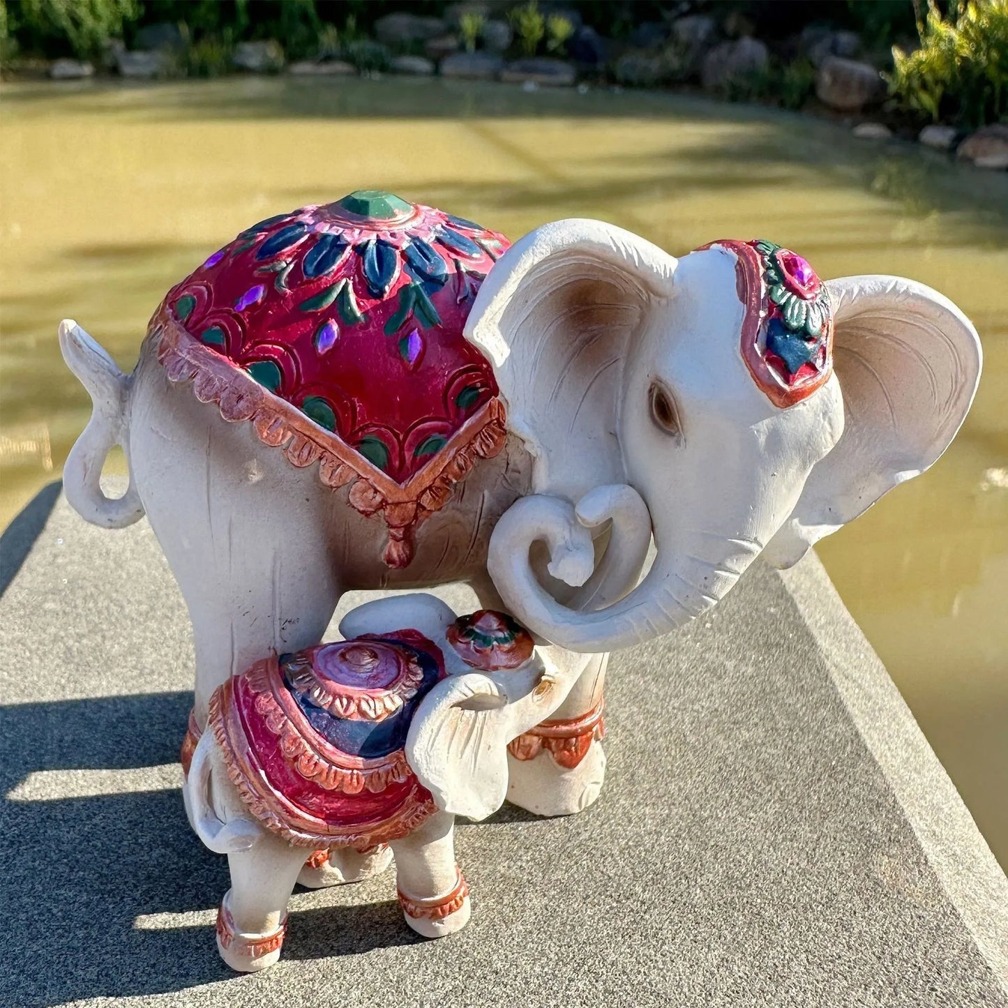 Elephant Statue Mother And Child Ornaments