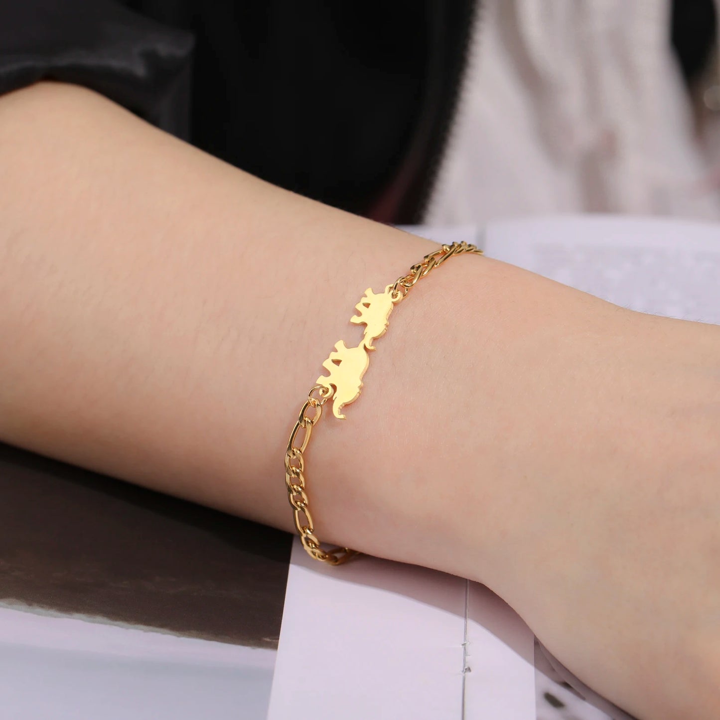 Elephant Family Bracelet Gold Color Stainless Steel