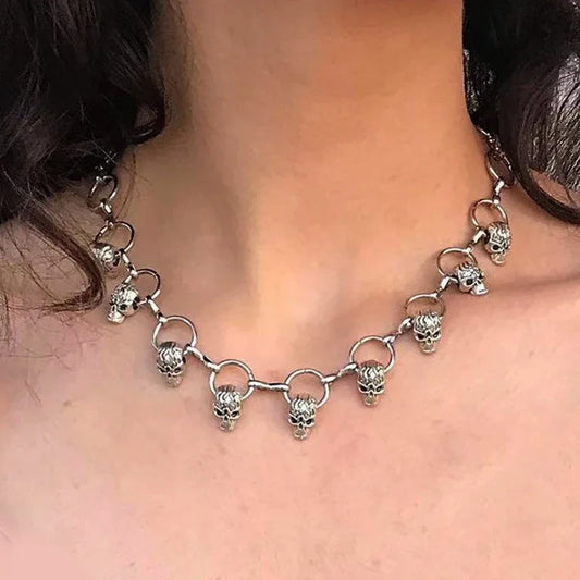 Skull Round Pierced Necklaces
