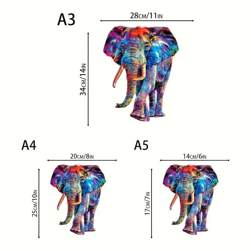 Elephant Wooden Puzzle Game Animal Shaped Pieces