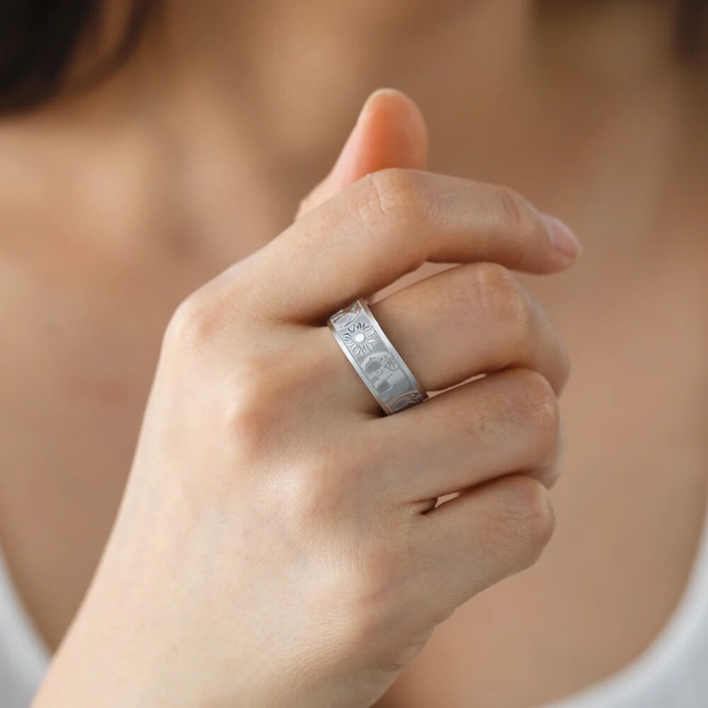 Elephant Sun Rings Stainless Steel