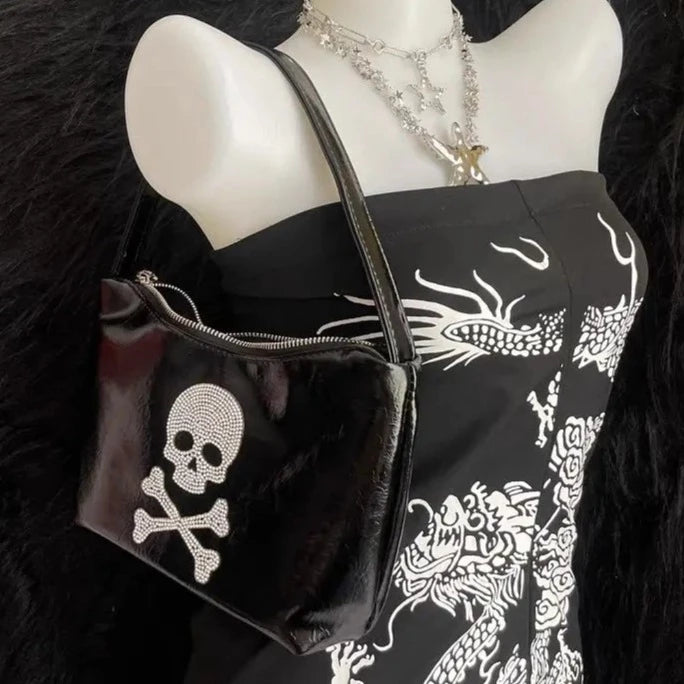 Skull Leather Handbag Shoulder Bag