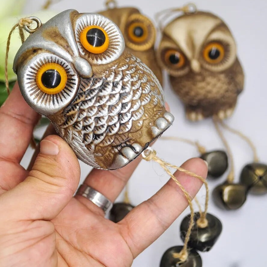 Owl Statue Hanging Metal Bells Chime