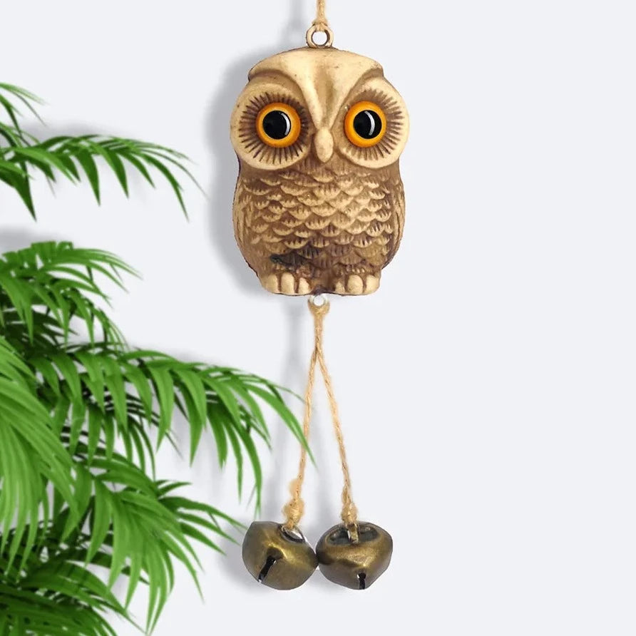 Owl Statue Hanging Metal Bells Chime