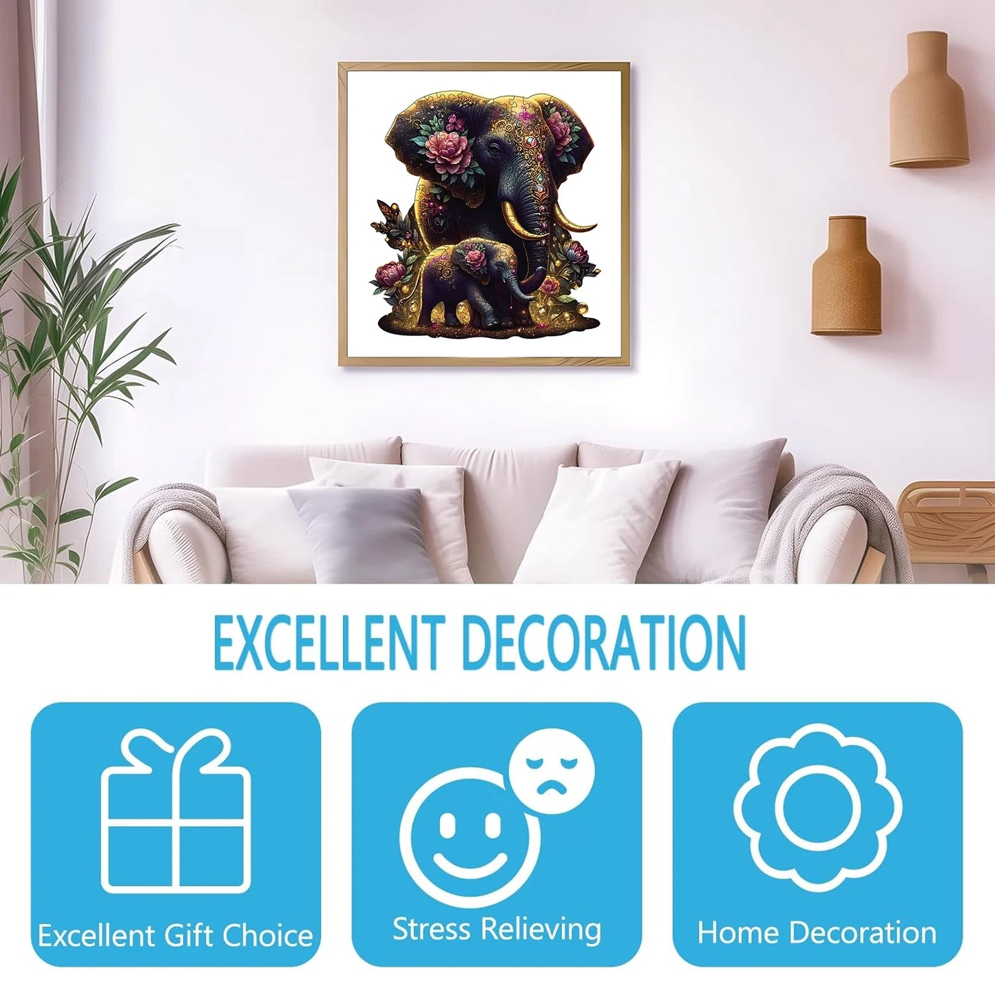 Elephant Wooden Puzzle Unique Shaped Pieces
