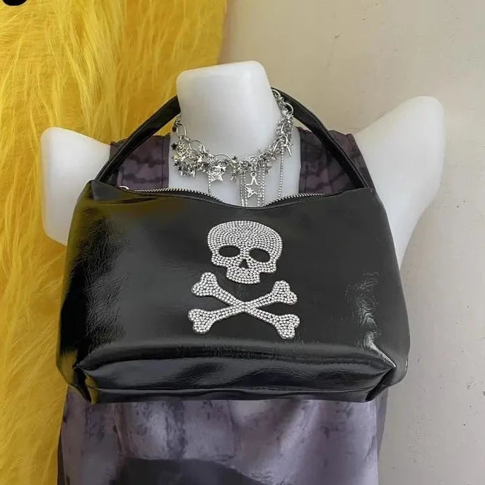 Skull Leather Handbag Shoulder Bag