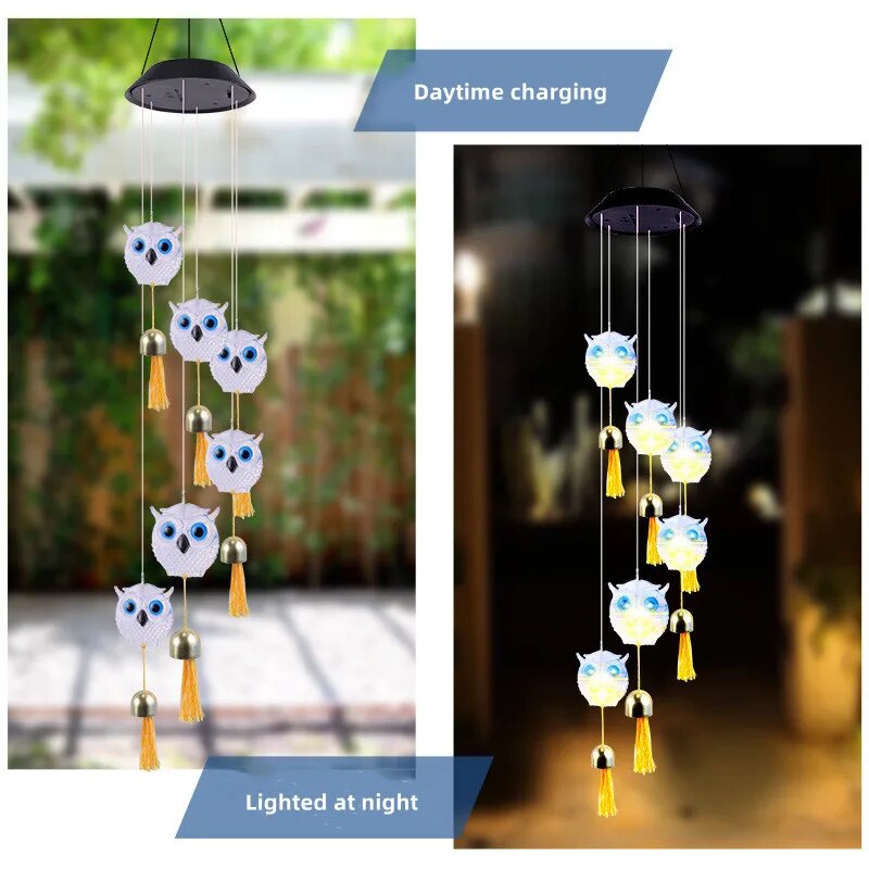 Owl Chimes Wind Hanging Solar Light