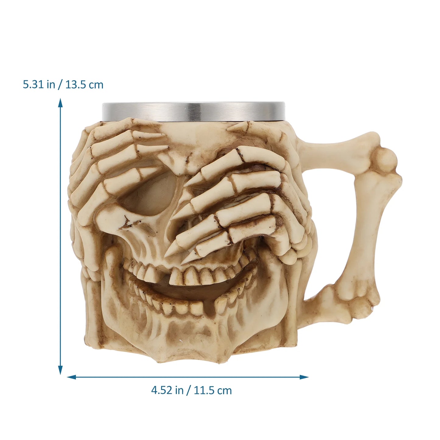 Skull Shape Cup With Handle Resin Stainless Steel Mug