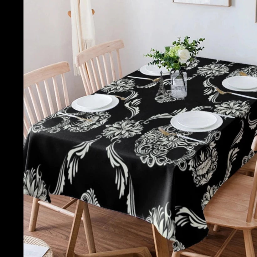 Skull Black Tablecloths Waterproof