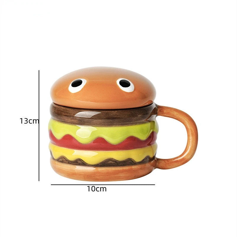 Hamburger Coffee Cup Cute Cartoon Ceramic Mug