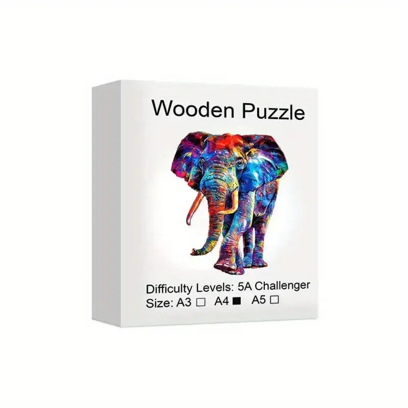 Elephant Wooden Puzzle Game Animal Shaped Pieces
