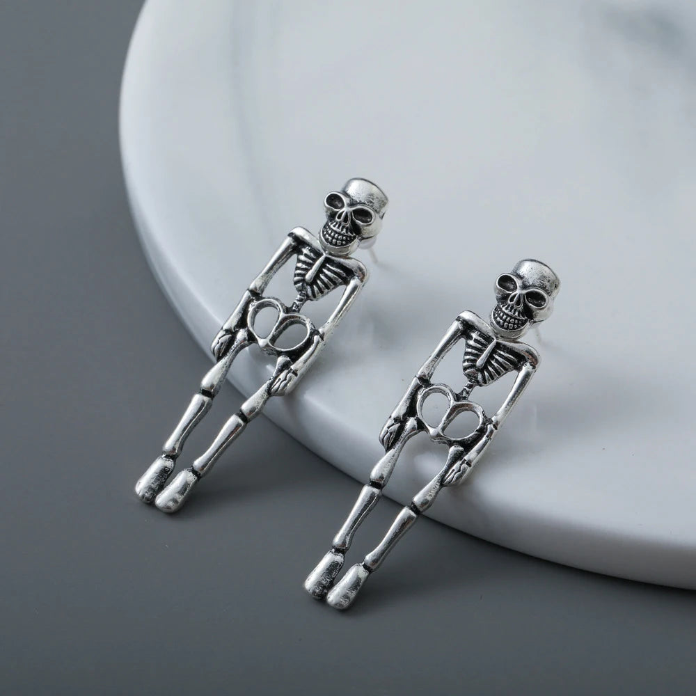 Skull Skeleton Drop Earrings Metal