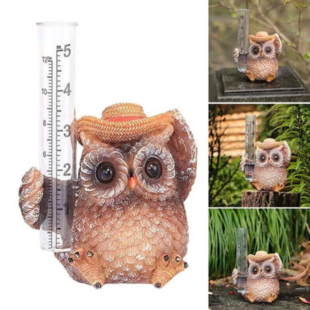 Owl Resin Statue Rain Gauge