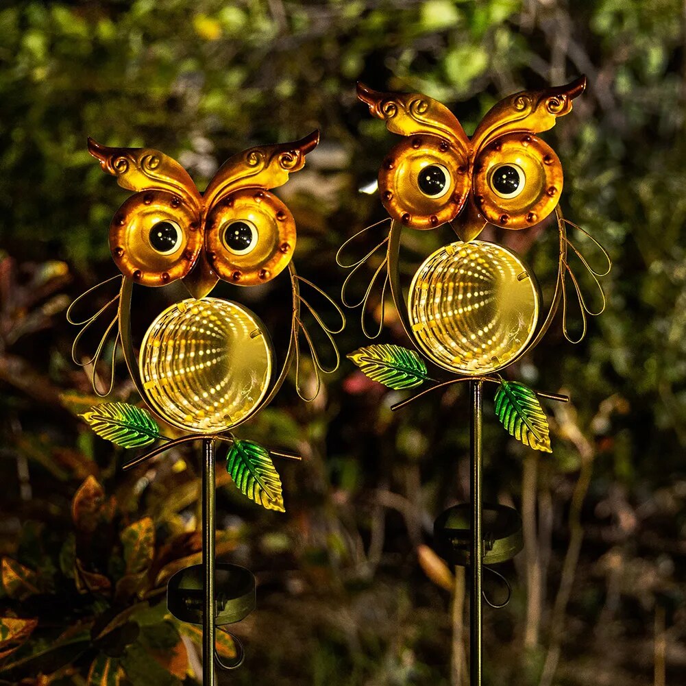 Owl Iron Art  Lamp Waterproof Outdoor Solar