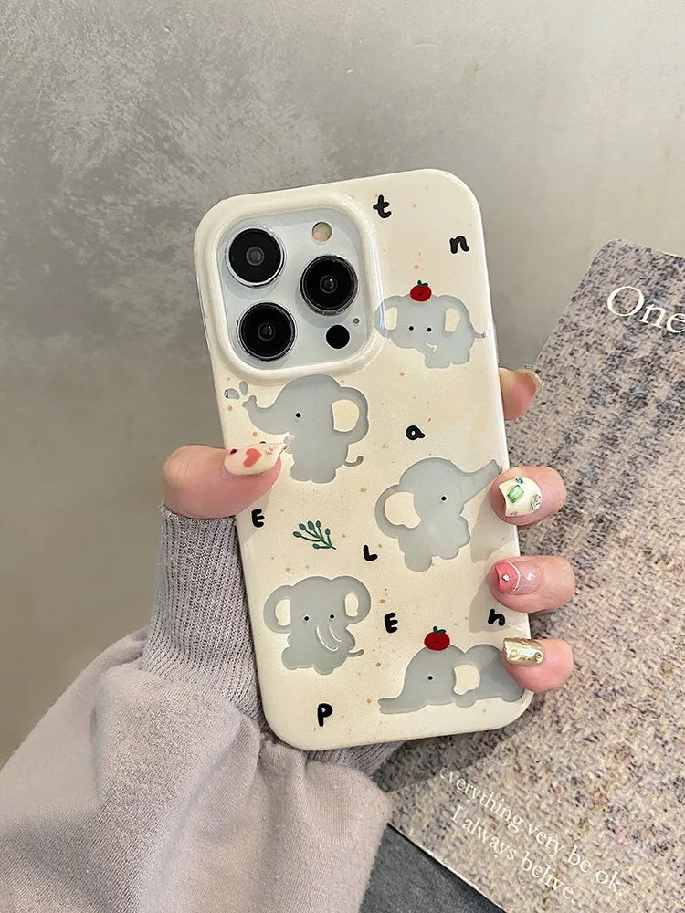 Elephant Hollow Out Cartoon Cute Phone Case Shockproof Silicone Back Cover