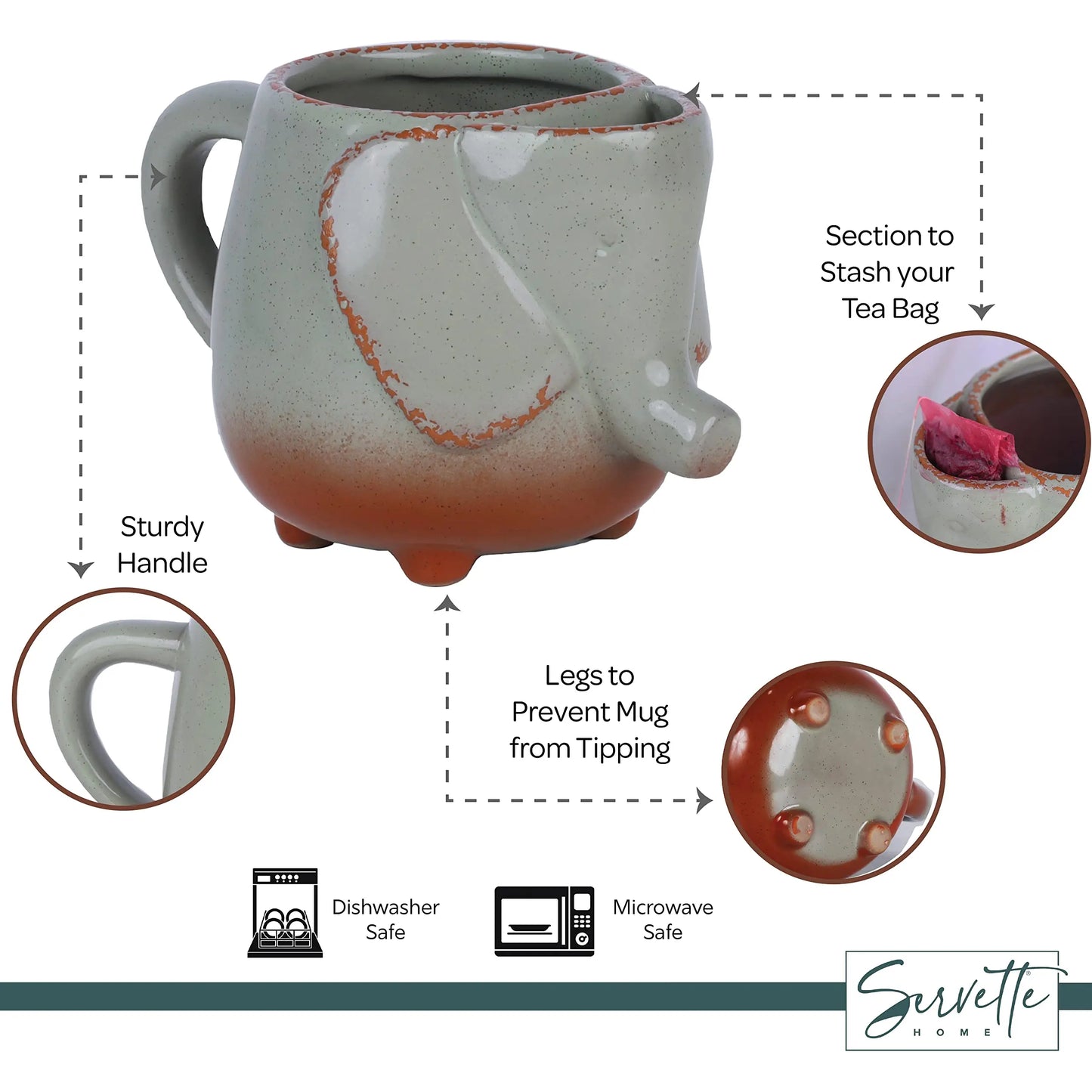 Elephants Ceramic Mugs 16oz Cup With Tea Bag Holder