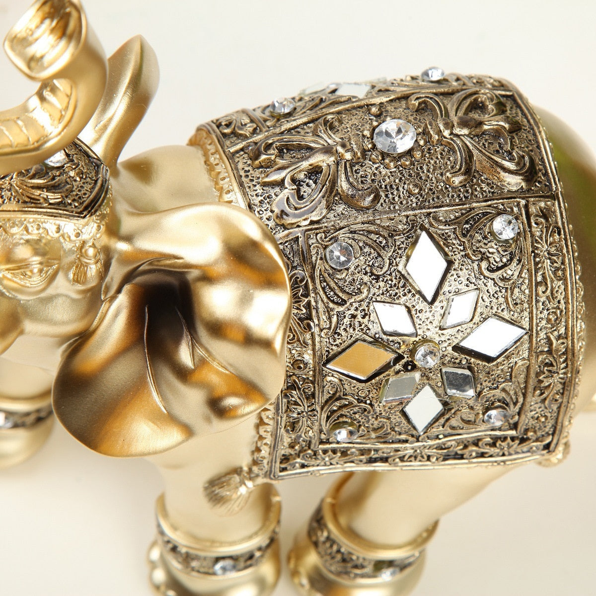 Golden Resin Elephant Statue Sculpture