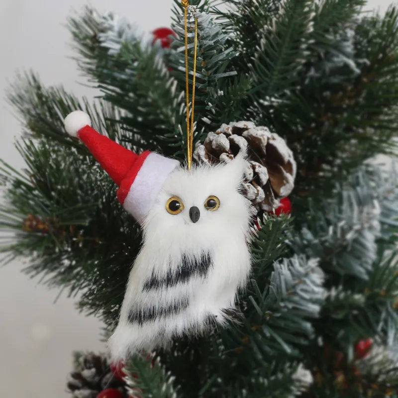 Owl Furry White Black Plastic