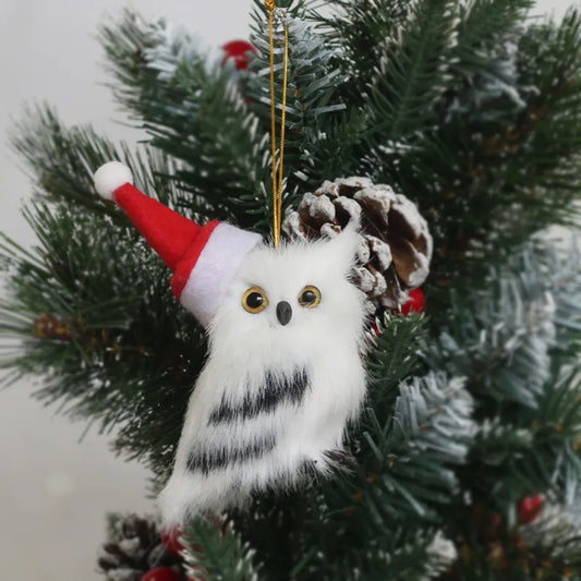 Owl Furry White Black Plastic