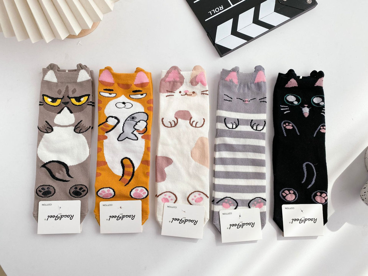 Cartoon Cat Cotton Socks Set 5 Pairs