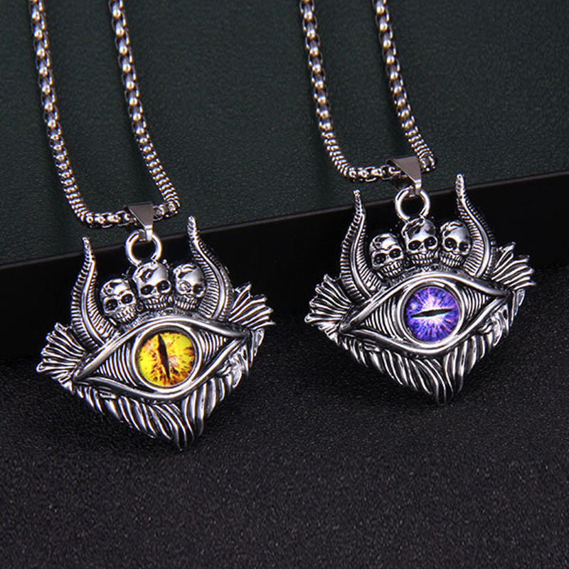 Skull Demon Eye Pendant Necklace