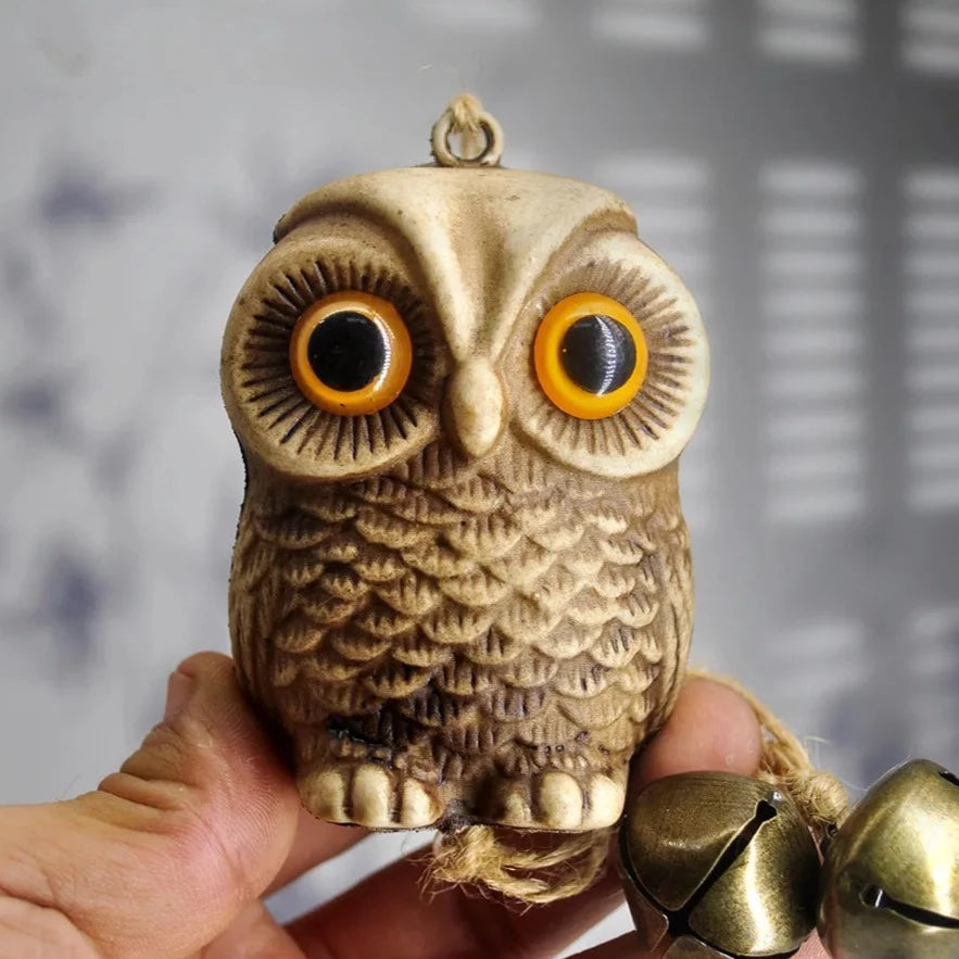 Owl Statue Hanging Metal Bells Chime