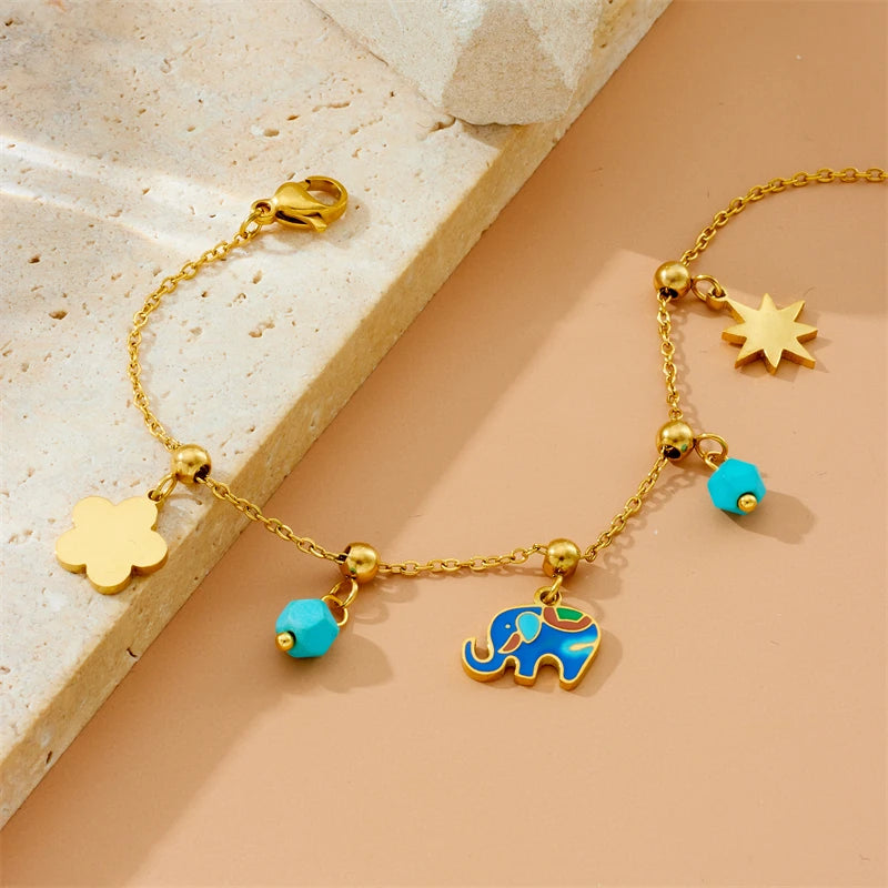 Elephant Pendant Bracelet Stainless Steel