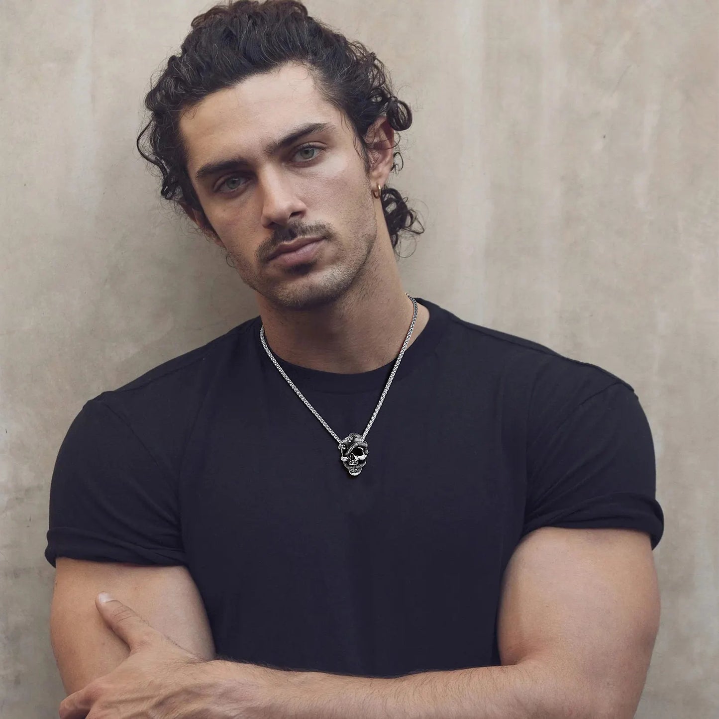 Skull In Snake Stainless Steel  Necklace