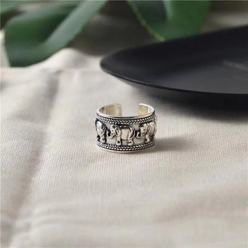 Elephant Silver Color Open Rings