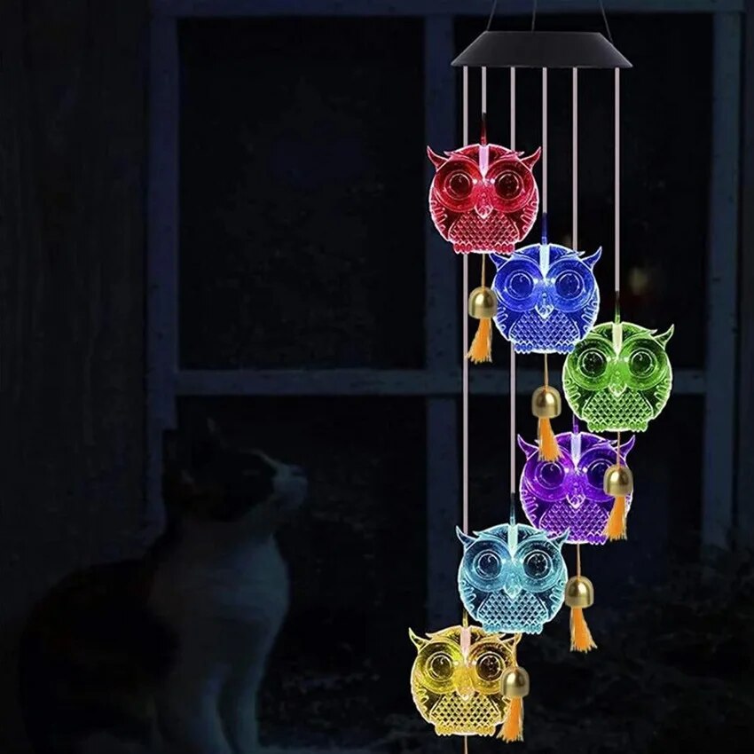 Owl Chimes Wind Hanging Solar Light