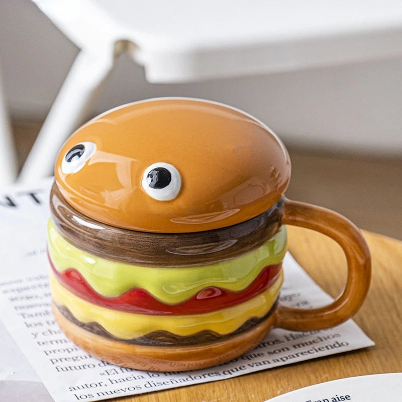 Hamburger Coffee Cup Cute Cartoon Ceramic Mug