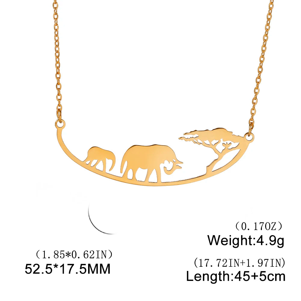Elephant Necklace Mother Kid Stainless Steel