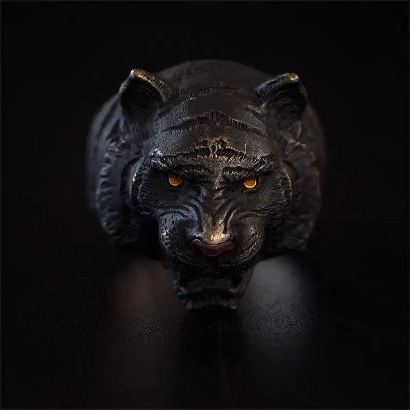 Tiger Head Rings Black Color