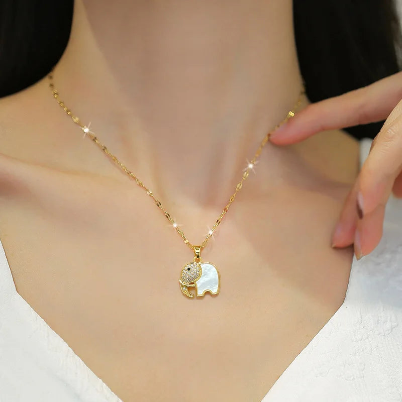Elephant Pendant Necklace 316L Stainless Steel