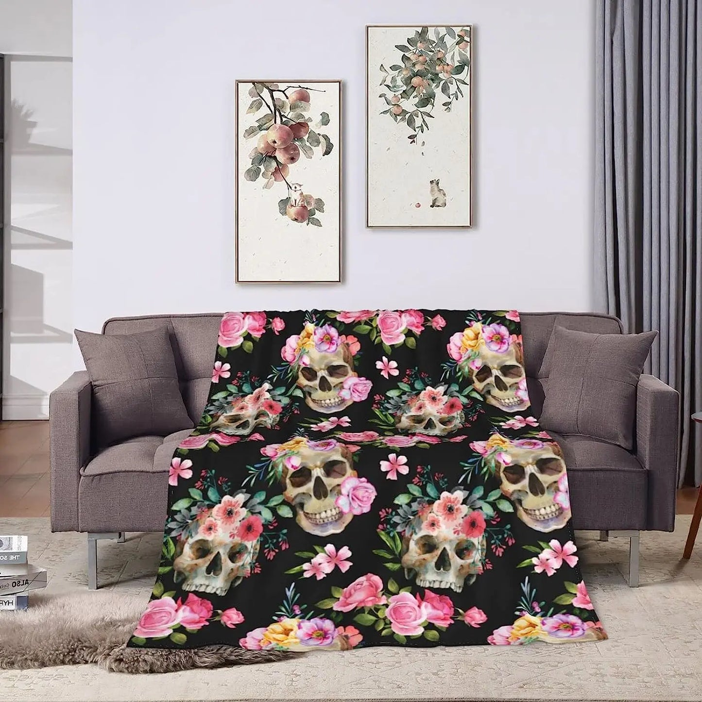 Skull Blanket Lightweight Cozy Flannel Throw Blanket